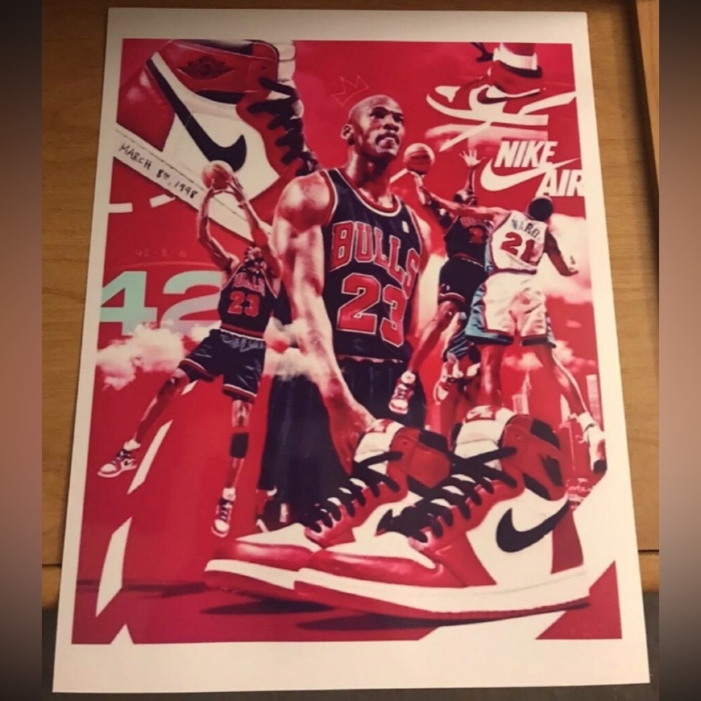 NEW!💯 MICHAEL AIR💨JORDAN CHICAGO BULLS 8.5x11 ULTRA GLOSSY 4 POSTER ART SET!🔥